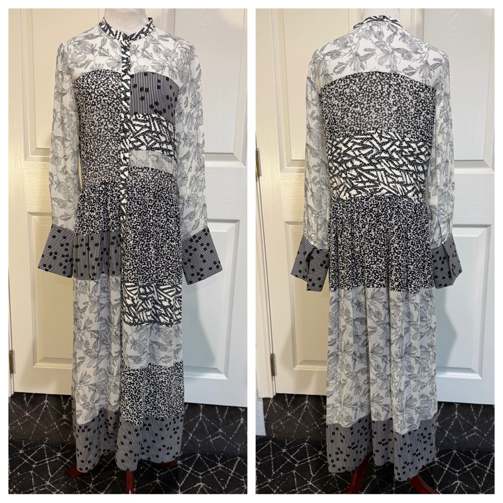 Hofmann Copenhagen Carine black and white mixed print shirt dress